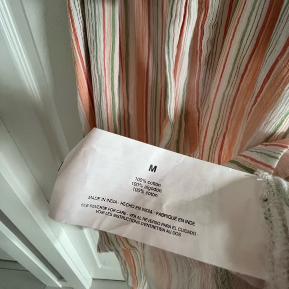 Anne Klein Orange Stripped Button Front Belted Shirt Dress in Medium size, NWT - Picture 5 of 7